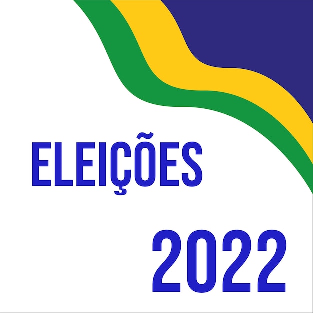 Banner with ribbons of the colors of the flag of Brazil and elections 2022