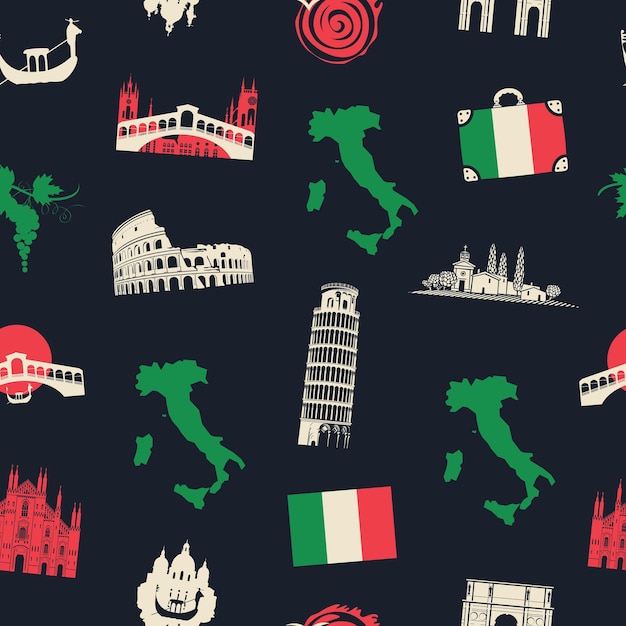 banner with seamless pattern on the theme of Italy