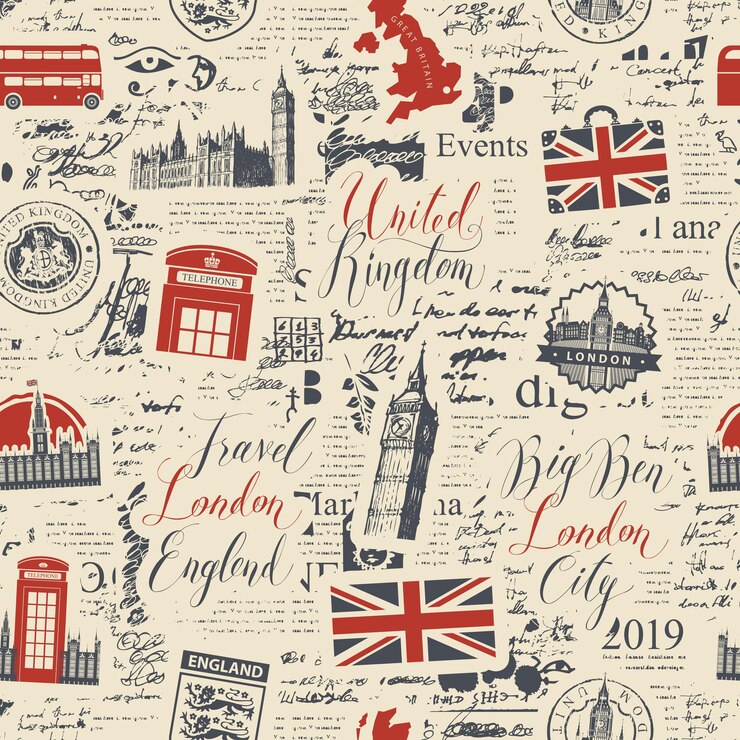 Vector banner with seamless pattern on uk and london themes