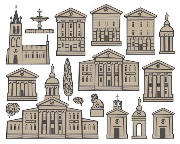 Vector banner with set of architectural elements