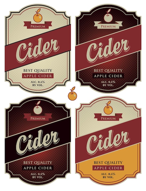 banner with set of labels for cider