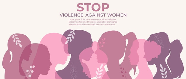 女性のシルエットが描かれたバナー女性に対する暴力撤廃国際デー