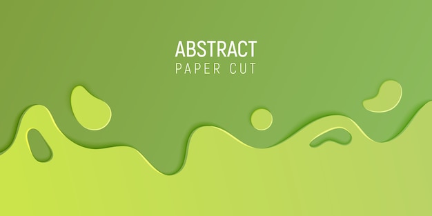 Banner with slime abstract background with green paper cut waves