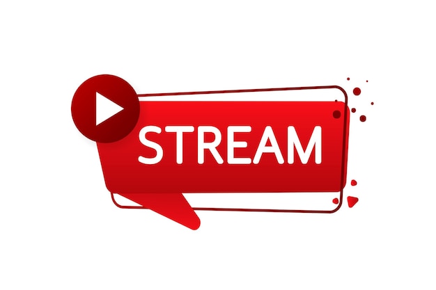 Banner with stream button for marketing design Live stream logo