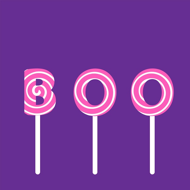 Banner with sweets BOO on sticks Cool Halloween design Creative vector