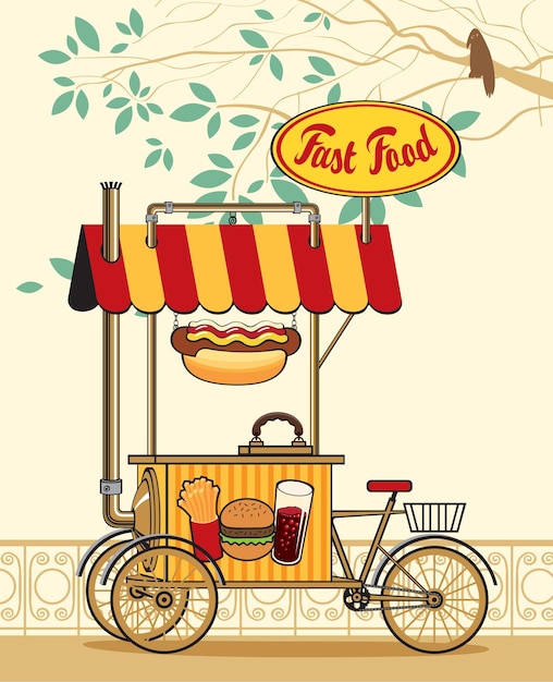 banner with trolley wheel for fast food