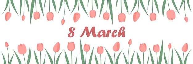Баннер с тюльпанами на векторной иллюстрации 8 марта