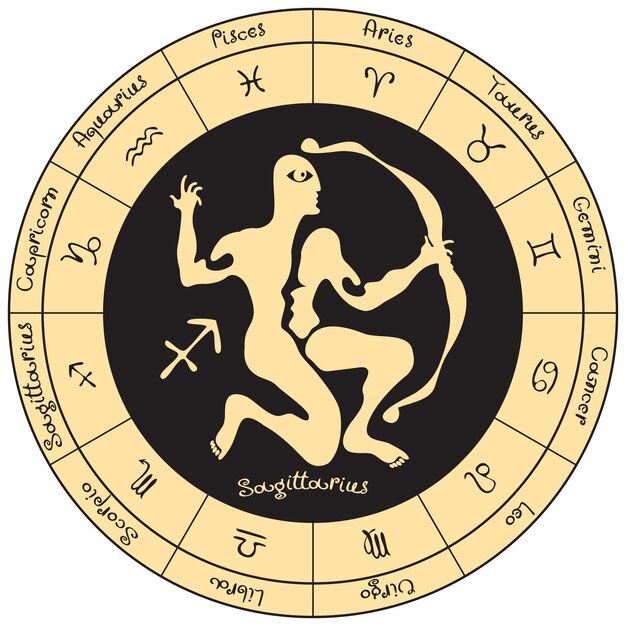 Vettore banner con segno zodiacale sagittario