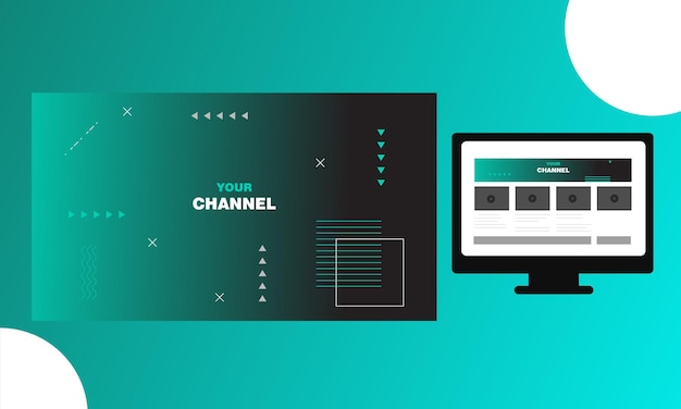 banner for youtube channel  with computer