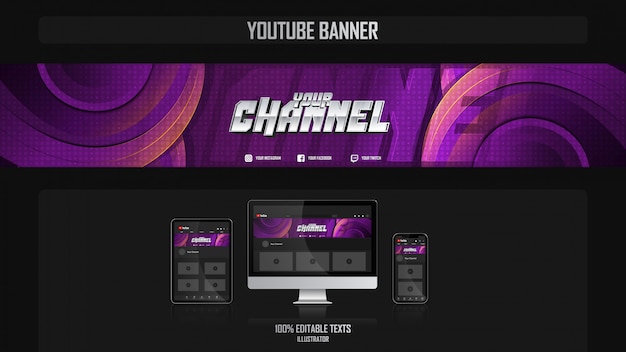 Banner for youtube channel with gamer concept