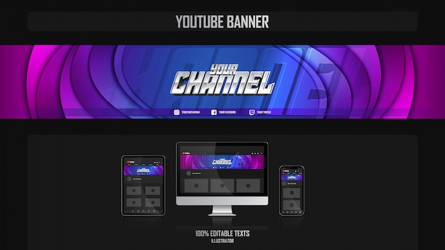 Vettore banner per canale youtube con concept armonioso