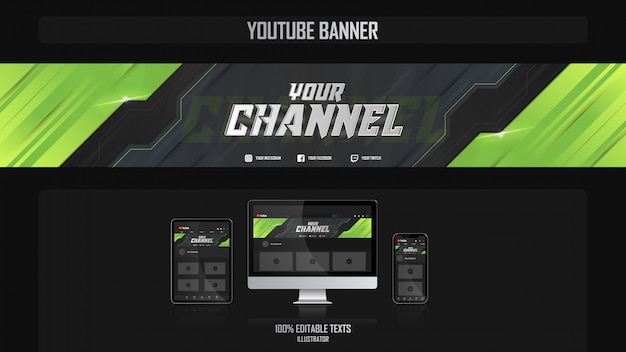 Banner for youtube channel with sport concept