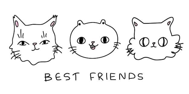 Bannerbrochure afdrukken met een schattige katten beste vrienden tekst geïsoleerde achtergrond briefkaart vector