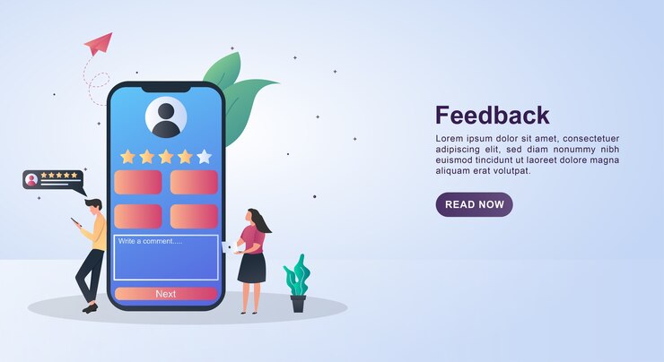 Bannerconcept van feedback met de persoon die de ster heeft gegeven.