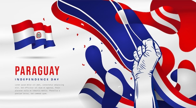 Bannerillustratie van de viering van de onafhankelijkheidsdag van Paraguay met tekstruimte Vectorillustratie