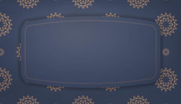 Bannermalplaatje in blauw met Griekse bruine ornamenten en plaats voor tekst
