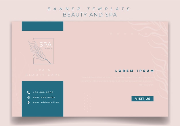 Bannermalplaatje in roze en groen ontwerp voor reclameontwerp voor spa en schoonheidsverzorging