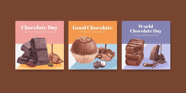 Bannermalplaatje met het concept van de wereldchocoladedag