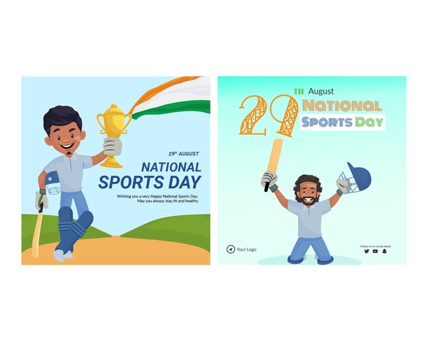 Bannermalplaatje set van nationale sportdag van india