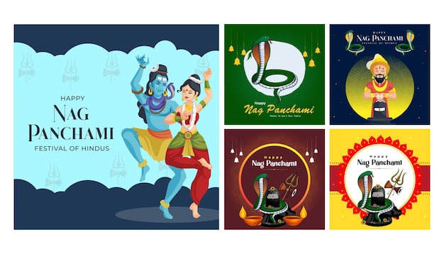 Vector bannermalplaatje voor happy nag panchami-festival