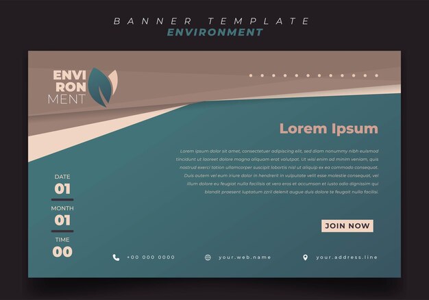 Bannermalplaatje voor milieuontwerp met eenvoudige groene geometrische achtergrond