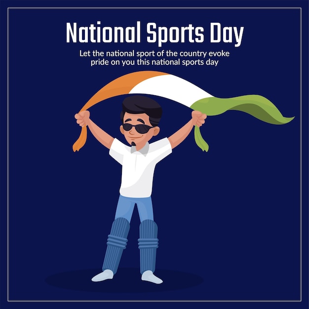 Vector bannerontwerp van cartoon-stijlsjabloon voor nationale sportdag