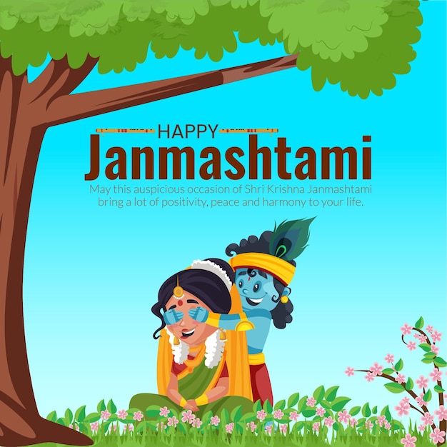 Bannerontwerp van de gelukkige Indiase festivalsjabloon van Krishna Janmashtami