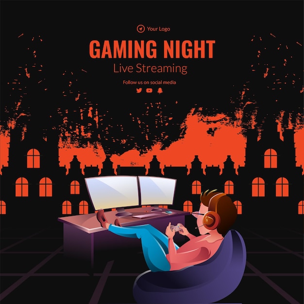 Bannerontwerp van gaming night live streaming-sjabloon