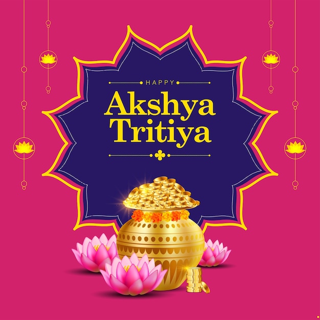 Bannerontwerp van happy Akshaya Tritiya-festivalsjabloon met feestelijke elementen