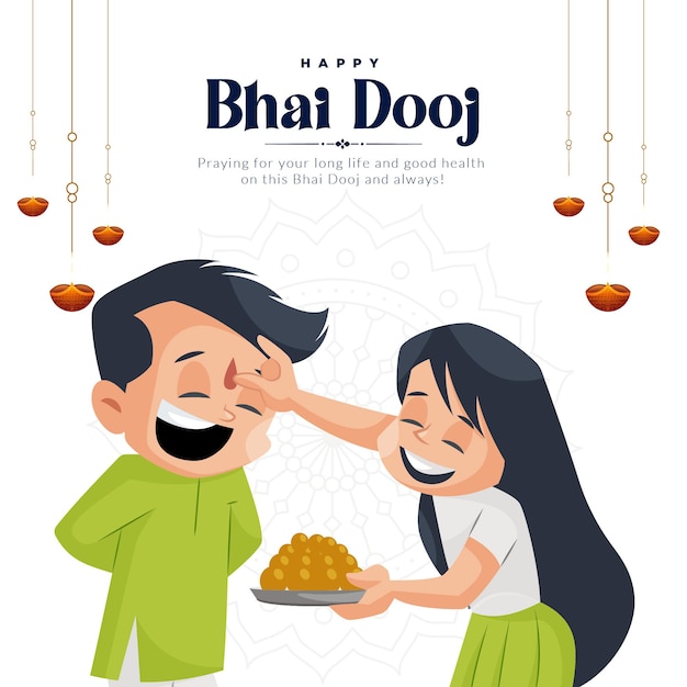 Vector bannerontwerp van happy bhai dooj indiase festivalsjabloon