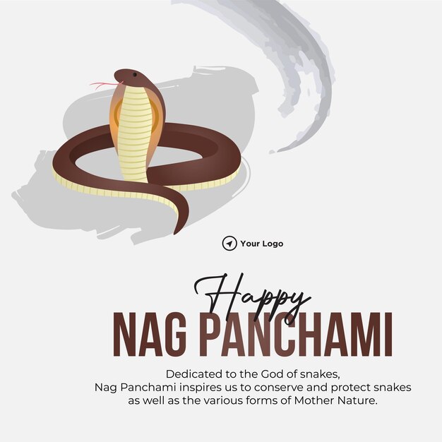 Bannerontwerp van happy nag Panchami Hindu-festivalsjabloon