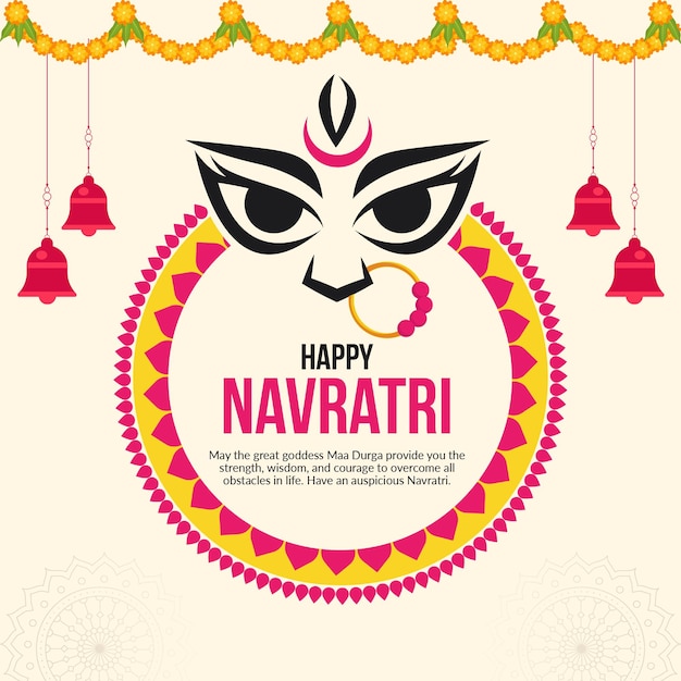 Vector bannerontwerp van happy navratri indian hindu festival-sjabloon