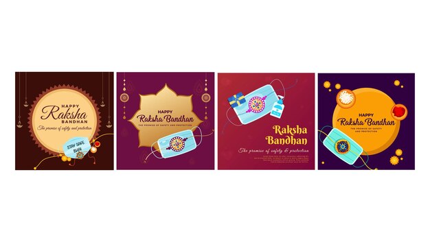 Bannerontwerp van happy raksha bandhan set-sjabloon