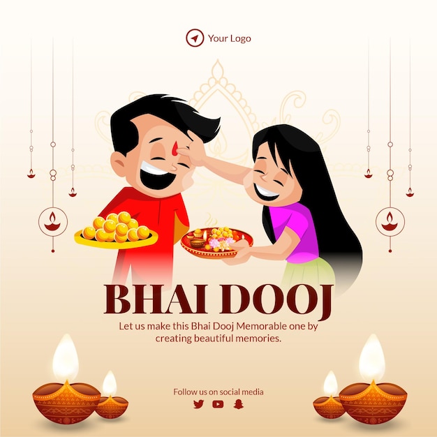 Bannerontwerp van het Indiase festival Happy Bhai Dooj-sjabloon