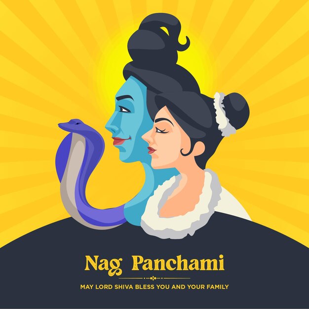 Bannerontwerp van hindoe-festival Nag Panchami-sjabloon