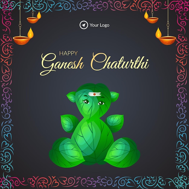 Bannerontwerp van hindoe-traditioneel festival happy Ganesh Chaturthi-sjabloon