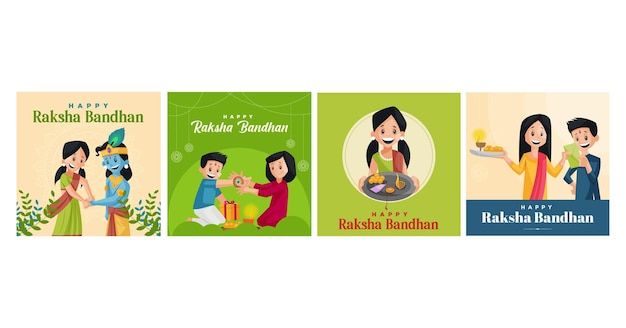 Bannerontwerp van indiase festival happy raksha bandhan set template