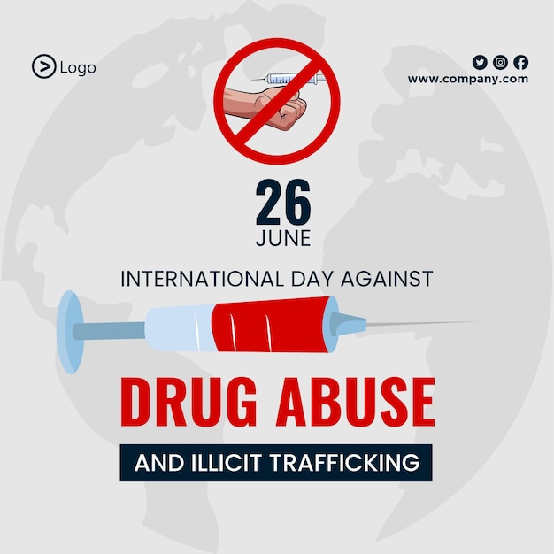 Bannerontwerp van internationale dag tegen drugsmisbruiksjabloon