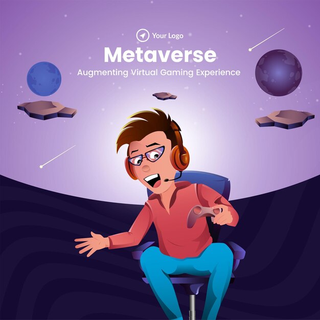 Bannerontwerp van metaverse die de sjabloon voor virtuele game-ervaring vergroot