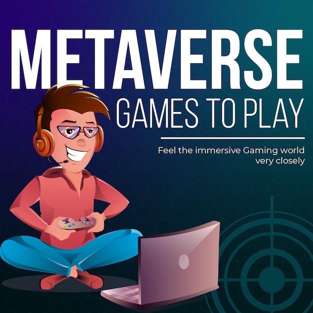 Bannerontwerp van metaverse game om sjabloon te spelen