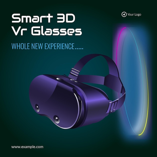 Bannerontwerp van slimme 3d VR-brilsjabloon