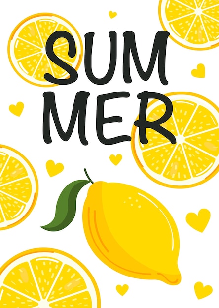 Bannerontwerp voor het zomerseizoen Heldere kaart of banner met de inscriptie zomer Citroen