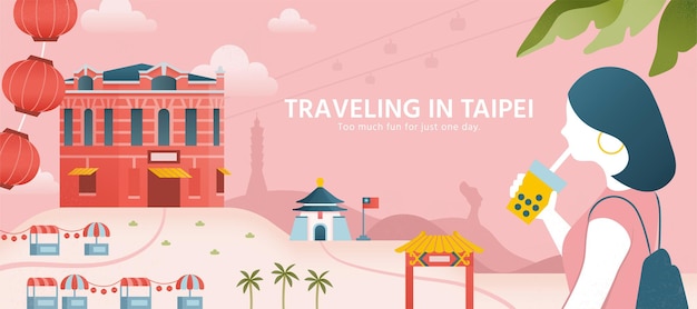 Bannerontwerp voor toerisme in Taipei