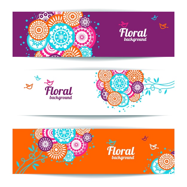 Banners of abstract floral background