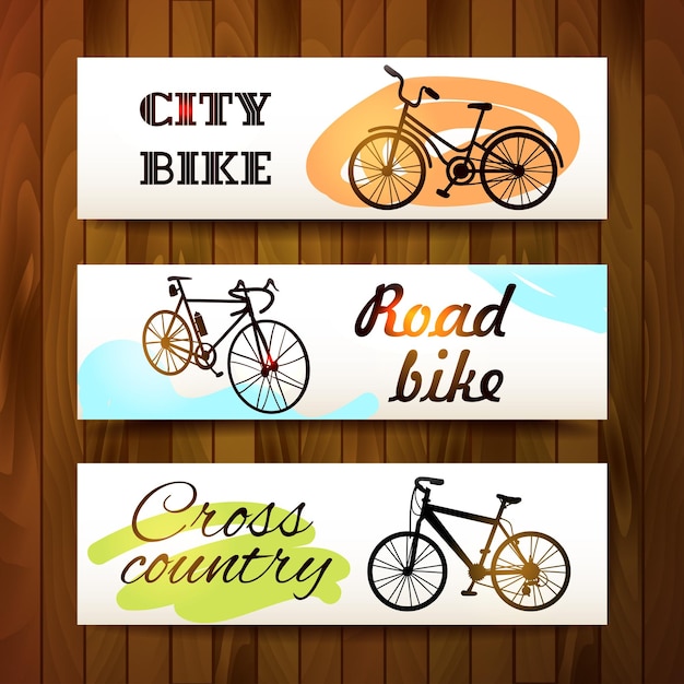 Vector banners biking as a lifestyle hand drawn lettering