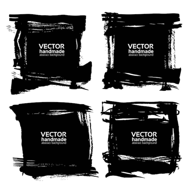 Vector banners from abstract black thick smear of paint isolated on a white background