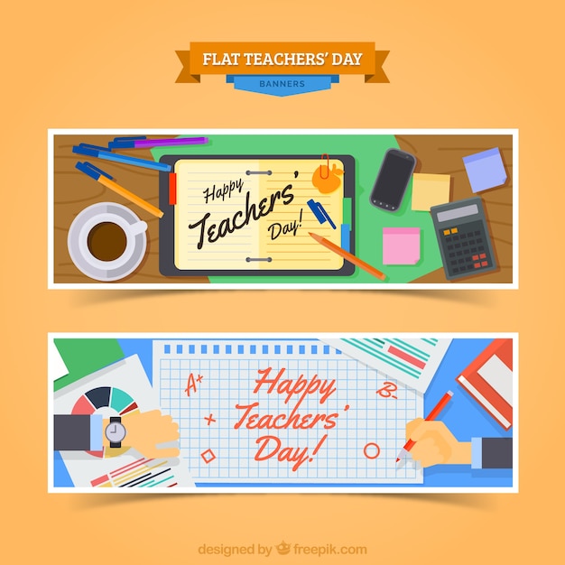 Vector banners for a happy teacher's day