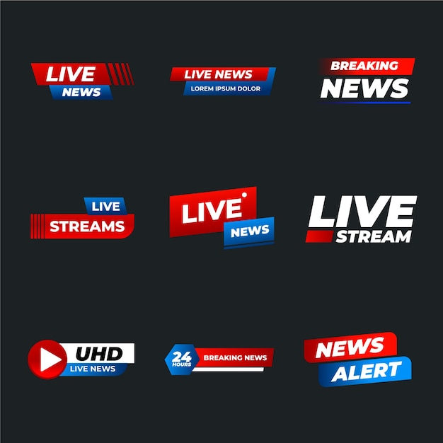 Vector banners for live stream news