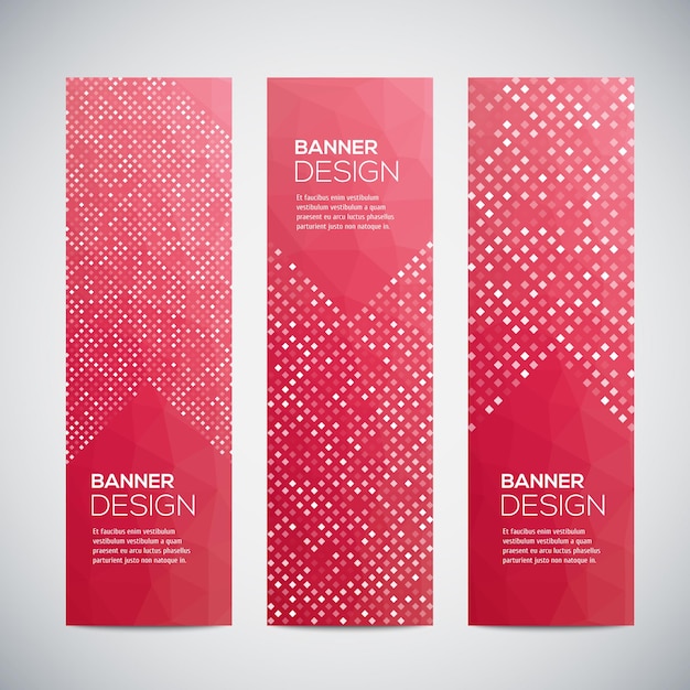 Banners met abstract kleurrijk geometrisch patroon en achtergrond.