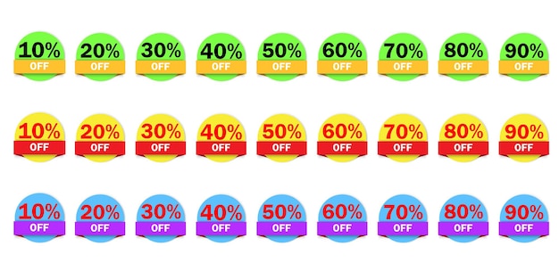 Banners percentages off. Advertising banner. Discount promotion. Sale off banner Vector illustration